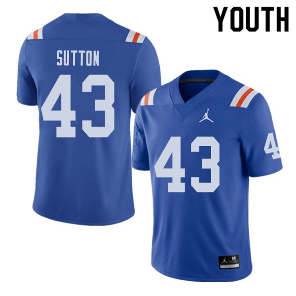 Jordan Brand Youth #43 Nicolas Sutton Florida Gators Throwback Alternate College Football Jersey